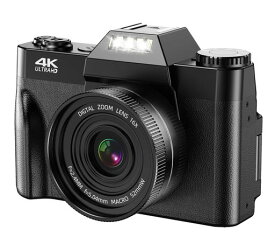 デジカメ 4K4800万画素デジタルカメラ コンパクトAFオートフォーカス ウェブカメラ機能180度反転スクリーン ビデオカメラ 3インチ 自撮りカメラ 16Xデジタルズーム MICRO SDカード128GB対応 初心者 誕生日 プレゼント
