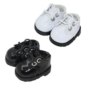 NIANNYYHOUSE 10CM ぬいぐるみ 革靴 綿人形の靴 靴の長さ約3.8CM 着せ替え (BLACK+WHITE)