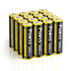 POWXS 単三電池 充電式 ニッケル水素電池 2800MAH 約1200回使用可能 16本入り 液漏れ防止 充電池単3 電池充電 単3形 単三充電池