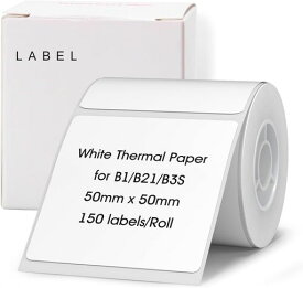NIIMBOT ラベルメーカー本物のテープ2X 2インチ(50 X 50 MM)プリンターステッカーペーパーB1/B21ラベルメーカーの自己粘着 150枚入り/巻 (ブラックテキスト/白)
