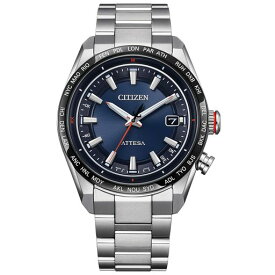 [CITIZEN] 腕時計 アテッサ 光発電エコ・ドライブ電波時計 防水 ネイビー CB0287-68L メンズ シルバー