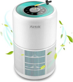 AIRTOK HEPA空気清浄機、小型空気清浄機、アレルギー、ペット、煙、ほこり、花粉、オゾンフリー、家庭の寝室に適して、寝室24デシベル静音クリーナー 家庭大部屋空気清浄機 白い