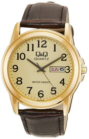 [キューアンドキュー] 腕時計 アナログ 日付 曜日表示 防水 革ベルト A00A-002PK メンズ ブラウン