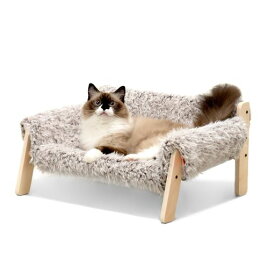 ROBOTIME 猫 犬 ベッド 木製のフレームの犬のベッドソファ 猫と子犬のため取り外し可能 ペットベッド 猫用ベッド 犬 ベッド ぐっすり眠る 自立式 ペットハンモック ネコ 寝床 安定な構造 取り外し可能 通気性 組立簡単 室内 戸外