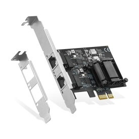 BINARDAT 2ポート 2.5G PCIE ネットワークアダプター RTL8125B LANコントローラー 2500/1000/100MBPS イーサネット RJ45 NICカード PXE対応 WINDOWS/LINUX用