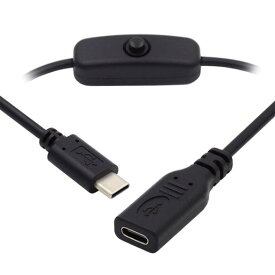CABLECC オス - メス USB タイプ C USB-C ケーブル オンオフ電源スイッチボタン付き ラップトップキーボード RASPBERRY PI 4B用