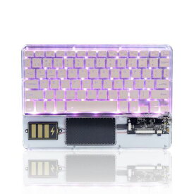 YIFENG BLUETOOTH キーボード IPAD 対応 タブッレト スマホ用 透明デザイン マルチペアリング 3台同時接続 光るキーボード タッチパッド付き コンパクト 小型 薄型 WINDOWS、IOS、ANDROID対応 ピンク