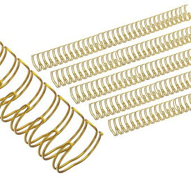 PATIKIL19mm(3/4”)ダブルループワイヤーバインディングコム50個入りのメタルツインループバインディングコイル180枚収容可能2:1ピッチ21リングバインディングスパイン金色トーン