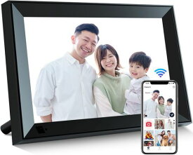AEEZOデジタルフォトフレーム WIFI対応 10.1インチ大画面広角視野、16GBメモリ内蔵 壁掛け可、1280*800 IPS HDタッチスクリーン、人感センサー自動回転、簡単セットアップ、無料アプリ 動画/写真/音楽機能 (日本語説明書)