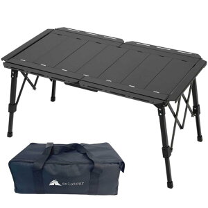 Solotour igt�e�[�u�� �A�E�g�h�A �e�[�u�� �L�����v �܂��� �A���~ ���߉\ �y�� ��� 30kg�׏d �֗� �o�[�x�L���[ �n�C�L���O �R���p�N�g ���[�ܕt��