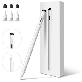 iPad ペンシル 13分急速充電 極細 タッチペン パームリジェクション/磁気吸着/傾き感知 アップルペンシル代用 Type-C充電式 2018年以降iPad A16/10/9/8/7/6, Pro M5/M4/13/12.9/11インチ, Air