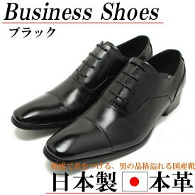 ビジネスシューズ メンズ 本革 日本製 ブランド おしゃれな 紳士靴 男性 靴 黒 ブラック ストレートチップ 内羽