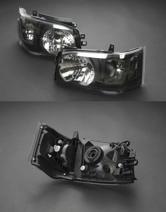 楽天市場 0系ハイエース2 4wd用 1型2型専用 Depo製ヘッドライトassy 艶消bk 純正レベライザー移植モデル 水漏れ レンズ内曇りは保障対象外品です リムコーポレーション
