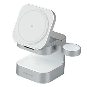 �G���R�� Qi2 �[�d�� ���C�����X 15W 3in1 Apple Watch �F�؃��W���[���t�� �X�^���h�^ �V���o�[ EC-MS09SV