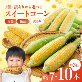 【3種・訳ありから選べる】甘々娘 or ドルチェドリーム or プレミアム味来 or 訳あり 約3キロ 約7本 - 10本入り 熊本県産 とうもろこし スイートコーン 菊陽 野菜 中村農園 トウモロコシ 送料無料 お中元 フルーツコーン 【先行予約】
