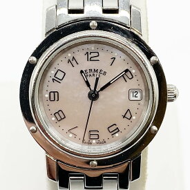 HERMES エルメス 腕時計 CL4.210 クリッパークォーツ ピンクシェル ステンレス シェル文字盤 ピンク レディース ファッション USED 【中古】