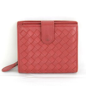 『USED』 BOTTEGAVENETA ボッテガヴェネタ イントレチャート 二つ折り財布 レザー レッド レディース【中古】