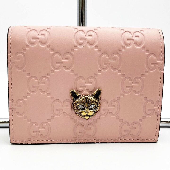 楽天市場】美品 GUCCI グッチ グッチシマ キャットヘッド 猫 二つ折り  