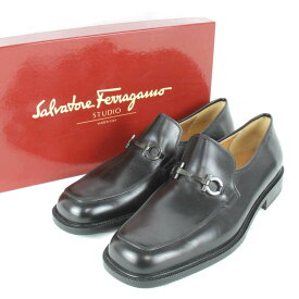 『USED』 Salvatore Ferragamo フェラガモ 0186137 ローファー カーフ ブラック メンズ【中古】