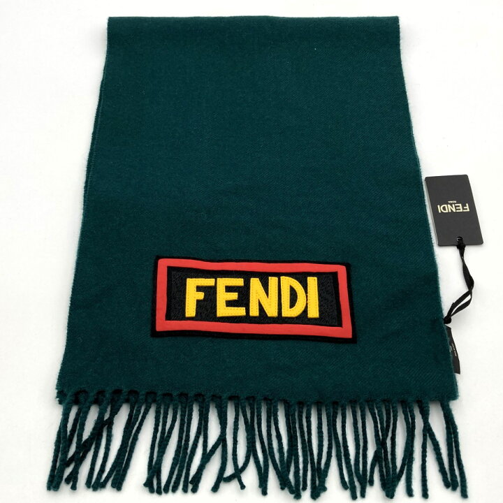楽天市場】超美品 FENDI フェンディ マフラー ストール ロゴ グリーン  