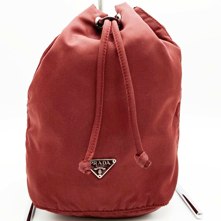 楽天市場】美品 PRADA プラダ ポーチ 巾着 トライアングルロゴ ロゴ  