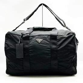 PRADA プラダ ボストンバッグ ショルダーバッグ 旅行鞄 トラベル トライアングルロゴ ブラック ナイロン レディース メンズ V70S USED 【中古】