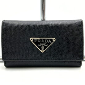 プラダ キーケース 6連 トライアングルロゴ 三角ロゴ ブラック レザー PRADA 【中古】