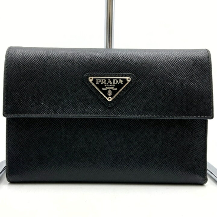 楽天市場】PRADA プラダ 財布 三つ折り財布 ウォレット ブラック 黒 
