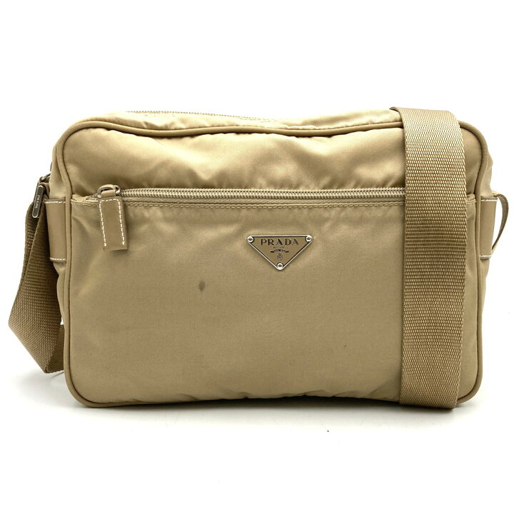 楽天市場】PRADA プラダ ショルダーバッグ ナイロン レザー ベージュ 