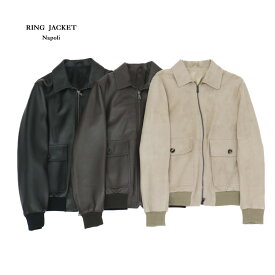 RING JACKET Napoli リングヂャケットナポリ シープスキンレザーA-2ブルゾン【ダークブラウン・サンドベージュ/無地】