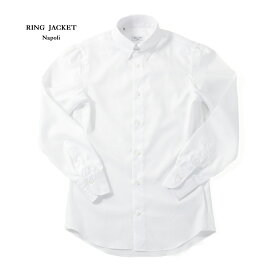 RING JACKET Napoli リングヂャケットナポリハンド12工程 120/2×120/2 タブカラーシャツ【ホワイト/無地】