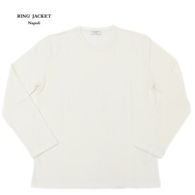 RING JACKET Napoli リングヂャケットナポリコットン・カシミヤ・ナイロンクルーネック長袖Tシャツ【ホワイト/無地】