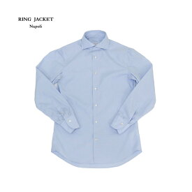 RING JACKET Napoli リングヂャケットナポリハンド12工程 100/2×100/2 ワイドカラーシャツ【ブルー/無地】
