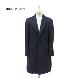 RING JACKETRC-75 アルパカ シングルチェスターフィールドコート【ネイビー/へリンボン】