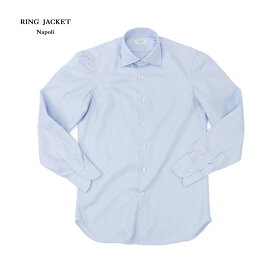 RING JACKET Napoli リングヂャケットナポリハンド12工程 100/2×100/2 ワイドカラーシャツ【ブルー】