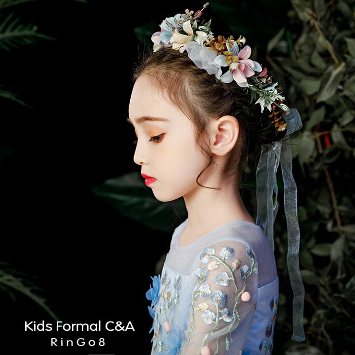 花かんむり キッズ フラワーティアラ 子供 ドレス ヘアアクセサリー プリンセスクラウン 結婚式 フォーマル フラワーティア 21年最新入荷