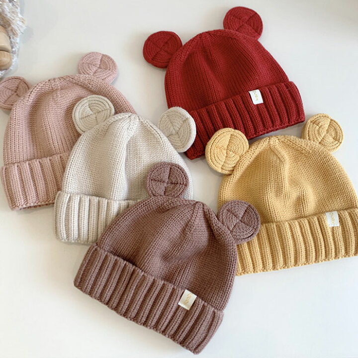 楽天市場】ニット帽 ベビー かわいい くま耳 兎耳 キッズ ニット 帽子  