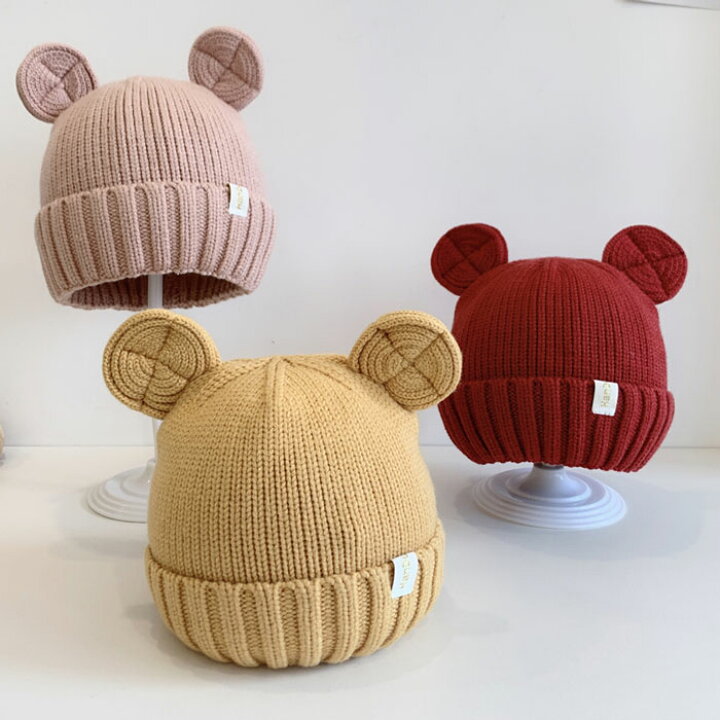 楽天市場】ニット帽 ベビー かわいい くま耳 兎耳 キッズ ニット 帽子  