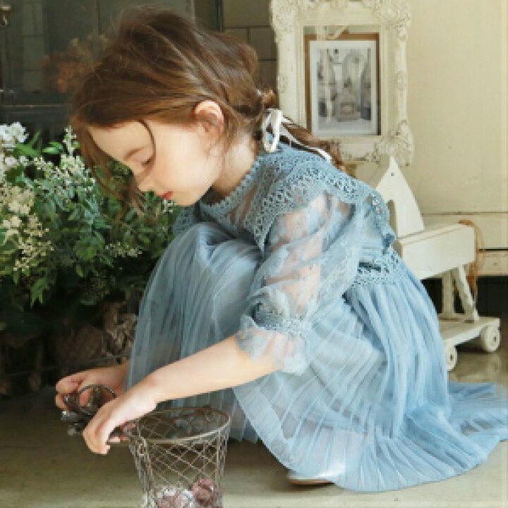 99％以上節約 フォーマル 刺繍 花 ワンピース ブルー 100 子供 キッズ ドレス
