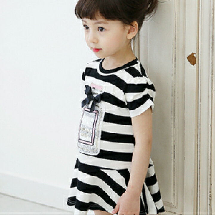 楽天市場 ボーダーワンピース 子供服 ボーダー ワンピース 韓国子ども服 女の子 キッズワンピース 黒 半袖 サマーワンピース ストライプ ピンク ブラック 子ども Babydoll ベビードール 韓国子供服 メール便送料無料 りんごclub