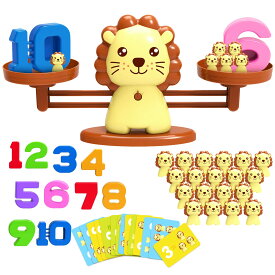 てんびん 天秤 ライオン おもちゃ 数字 バランスゲーム カードゲーム 組み立て 大工さんごっこ 数学 算数 足し算 引き算 かずあそび 知育玩具 はかり モンテッソーリおもちゃ 脳トレ 教具 学習ゲーム 早期開発 子供おもちゃ 男の子 女の子（ライオン　クリスマス プレゼント