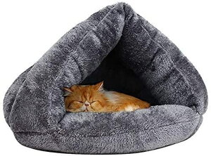VOOPH ペットハウス 猫 ペットベッド ペット用寝袋 ドーム型猫ハウス マット 猫 クッション 猫寝床 寝具 布団 ペット用品 犬ベッド 犬小屋 保温防寒 あったか 冬用 小型犬 猫用 多機能2WAY 秋冬