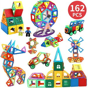 マグネット ブロック 162PCS クリスマス プレゼント クラシック磁石玩具 マグビルド フラワーロック 磁石おもちゃ マグネット ブロックラボ ブロック 知育 DIY 知育玩具 マグネット 贈り物 ギ