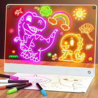 LEDお絵描きボード 高輝度発光 繰り返し書き消し乾燥消去 夜灯機能 子供用 男女児童対応親子共遊 お絵描…