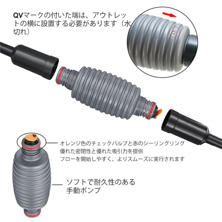 楽天市場 水槽手動水交換ポンプ 水槽底砂用クリーナー サイフォン水チェンジャー 水替えフィルタータンクの水を洗浄し 変更するのに最適 自由に組み立て 使いやすい アクアリウム用 洗浄 砂利掃除 強力 Vooph