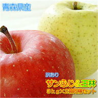 【ご予約販売】青森県産「訳ありサンふじ＆訳あり王林」3kgダンボール・モールドパック詰 2箱同梱セット…