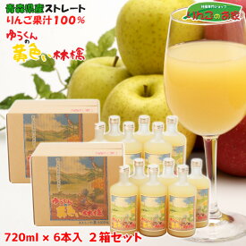 りんごジュース ストレート 果汁 100％ ゆうくんの黄色い林檎 720ml×6本入り 2箱セット 送料無料 贈り物 ギフト 包装無料 熨斗無料