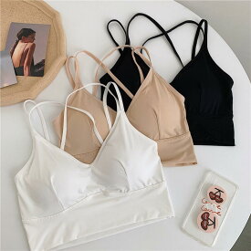 【毎月15日P10倍！】カップ付きキャミソール レディース 春夏秋冬 美背 へそ出し ショート丈 トップス ブラトップ ブラジャー ヨガウェア ノンワイヤー 見せるインナー キャミソール 見せブラ 可愛い 韓国風 レディース インナー カップ付き ペアブラ ブラック 黒