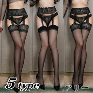 【毎月15日リカの日P10倍！】ガーター風オープンストッキング セクシーランジェリー 可愛い スケスケ ラ…