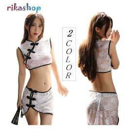 【ファッションセール10％OFF！】ベビードール 刺繍柄 上下セット セクシー ランジェリー 総レース スカート 勝負下着 シースルー ワンピース セクシー コスチューム Sexy Lingerie インナー レディース 大人 光沢エロい 中華風 花柄 エロ可愛い すけすけ ブラック